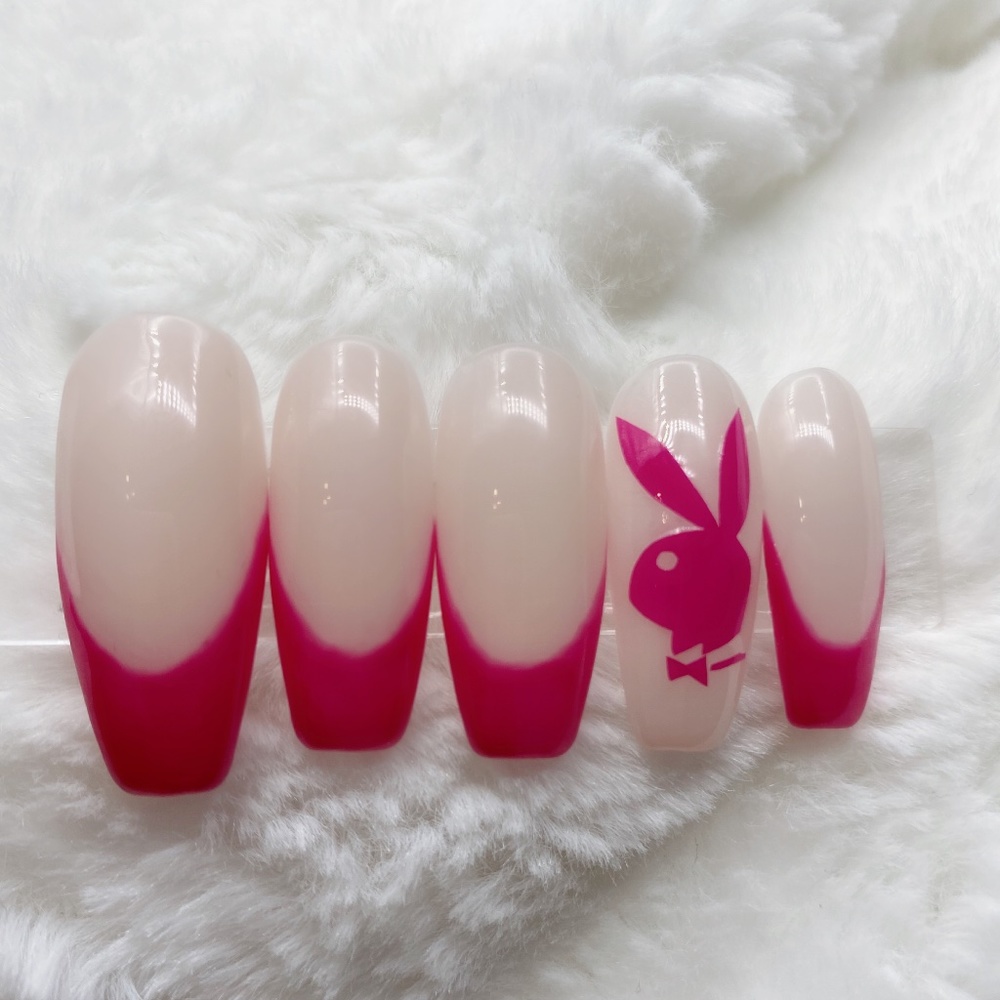 Nude/Pink Bunny French Tip Luxury Press On Nails